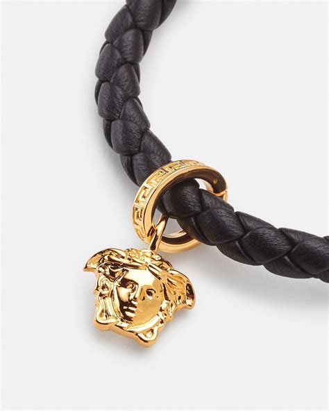 versace bracelet with box|Versace braided leather charm bracelet.